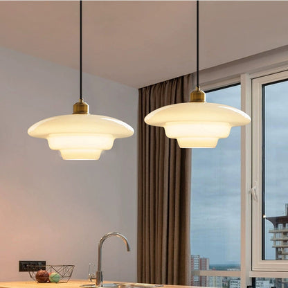 Luminara - Suspension en Verre Crémeux pour un Éclairage Élégant