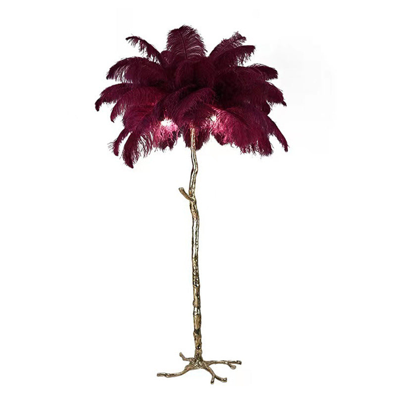 Lampe sur Pied Featherlight - Design Élégant en Plumes d'Autruche