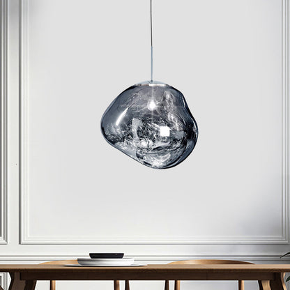 Suspension Design Bicolore en Verre - Collection Argenté et Rouge