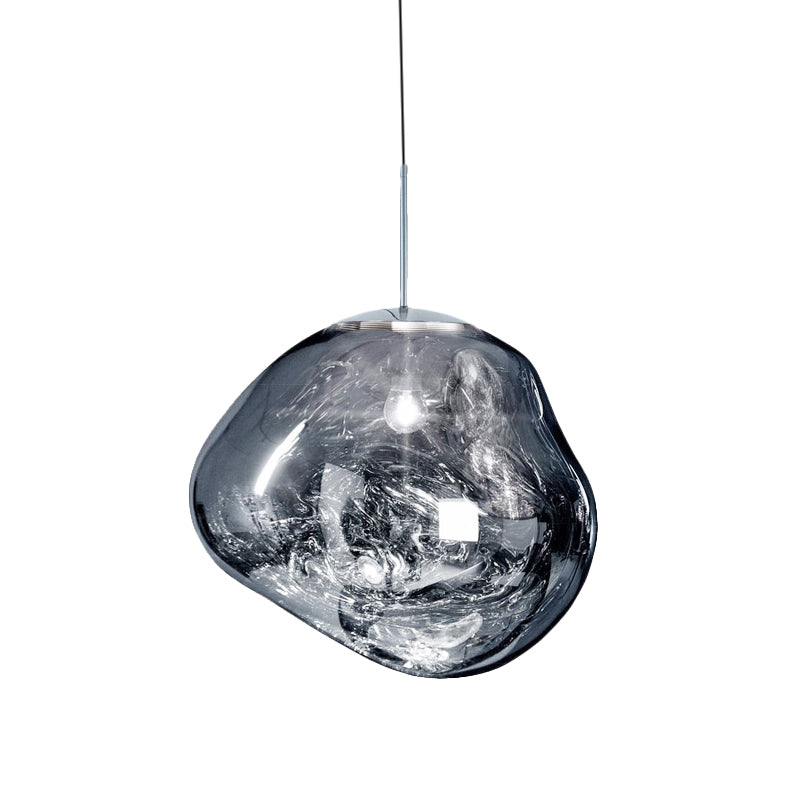 Suspension Design Bicolore en Verre - Collection Argenté et Rouge