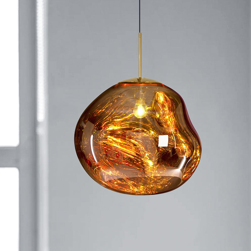 Suspension Design Bicolore en Verre - Collection Argenté et Rouge