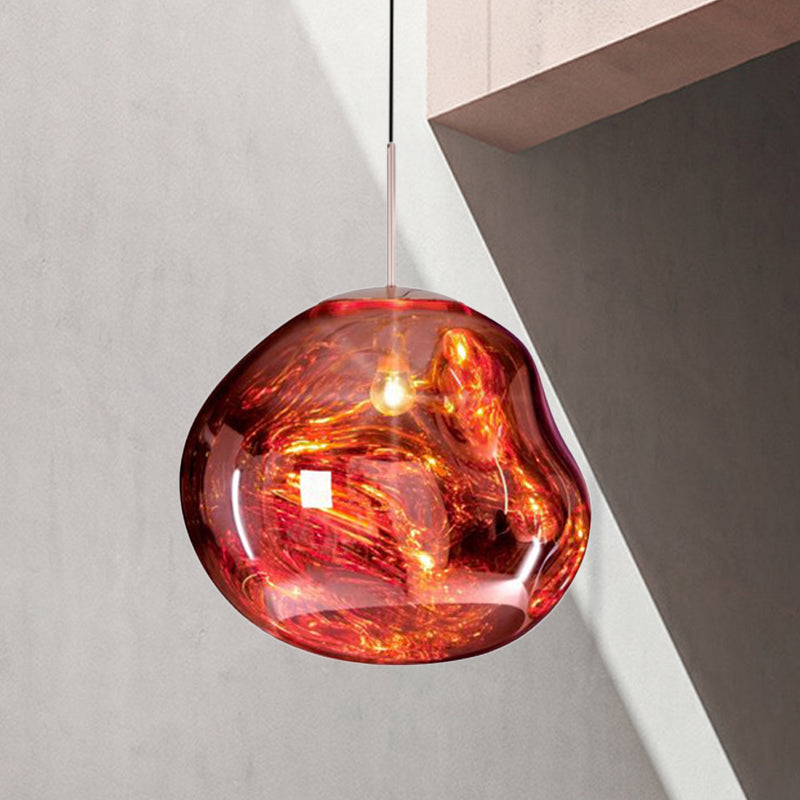 Suspension Design Bicolore en Verre - Collection Argenté et Rouge