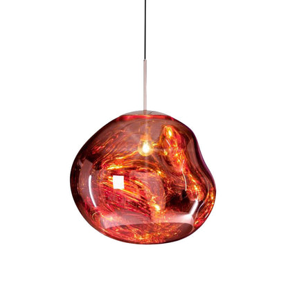 Suspension Design Bicolore en Verre - Collection Argenté et Rouge