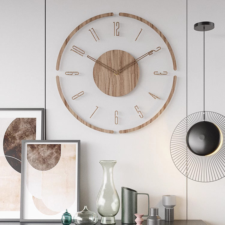 TimeWood - Horloge Murale en Bois Massif de Style Nordique de 14 Pouces