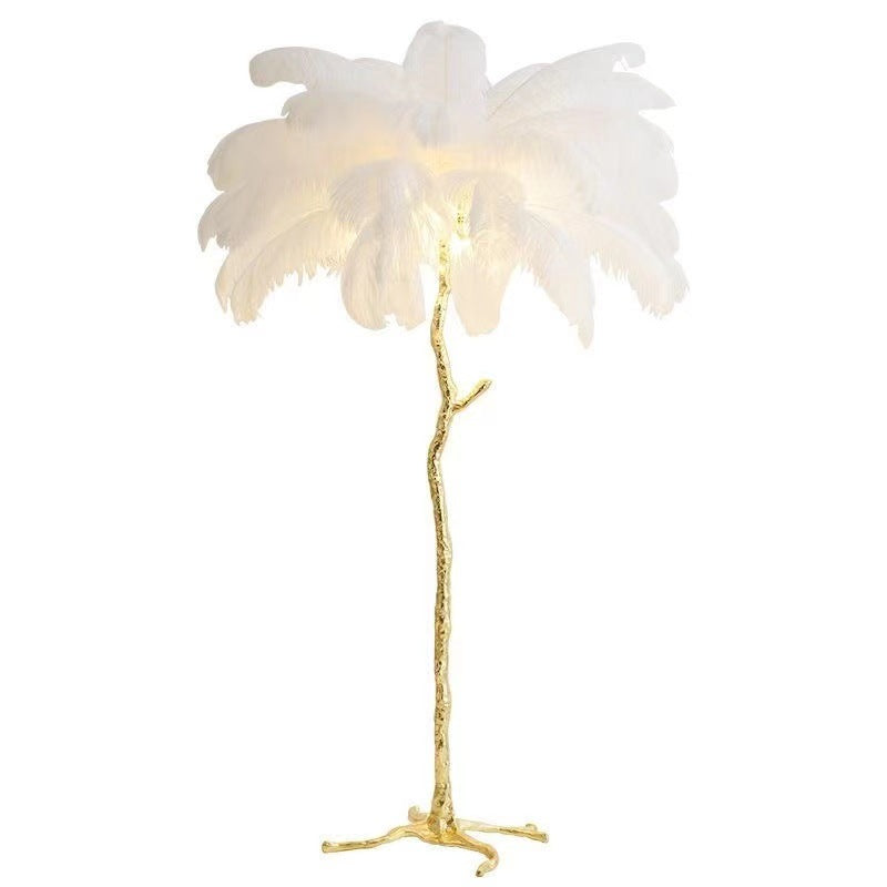 Lampe sur Pied Featherlight - Design Élégant en Plumes d'Autruche