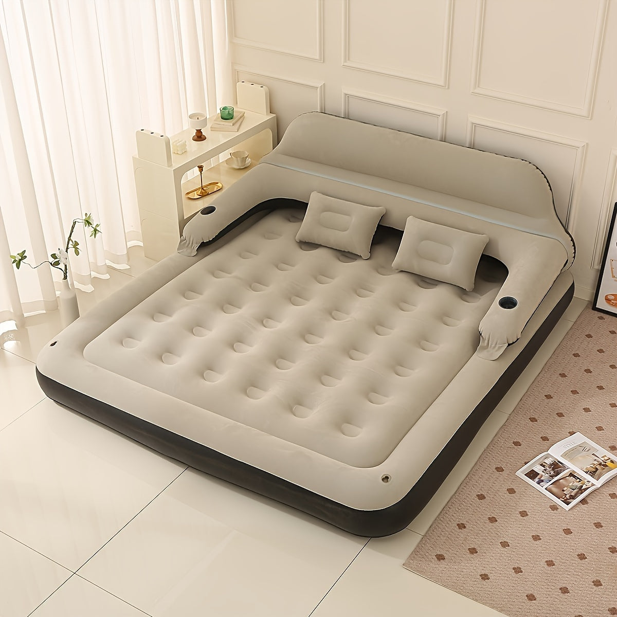 AeroLuxe - Matelas Gonflable Premium avec Pompe Intégrée et Dossier Ergonomique