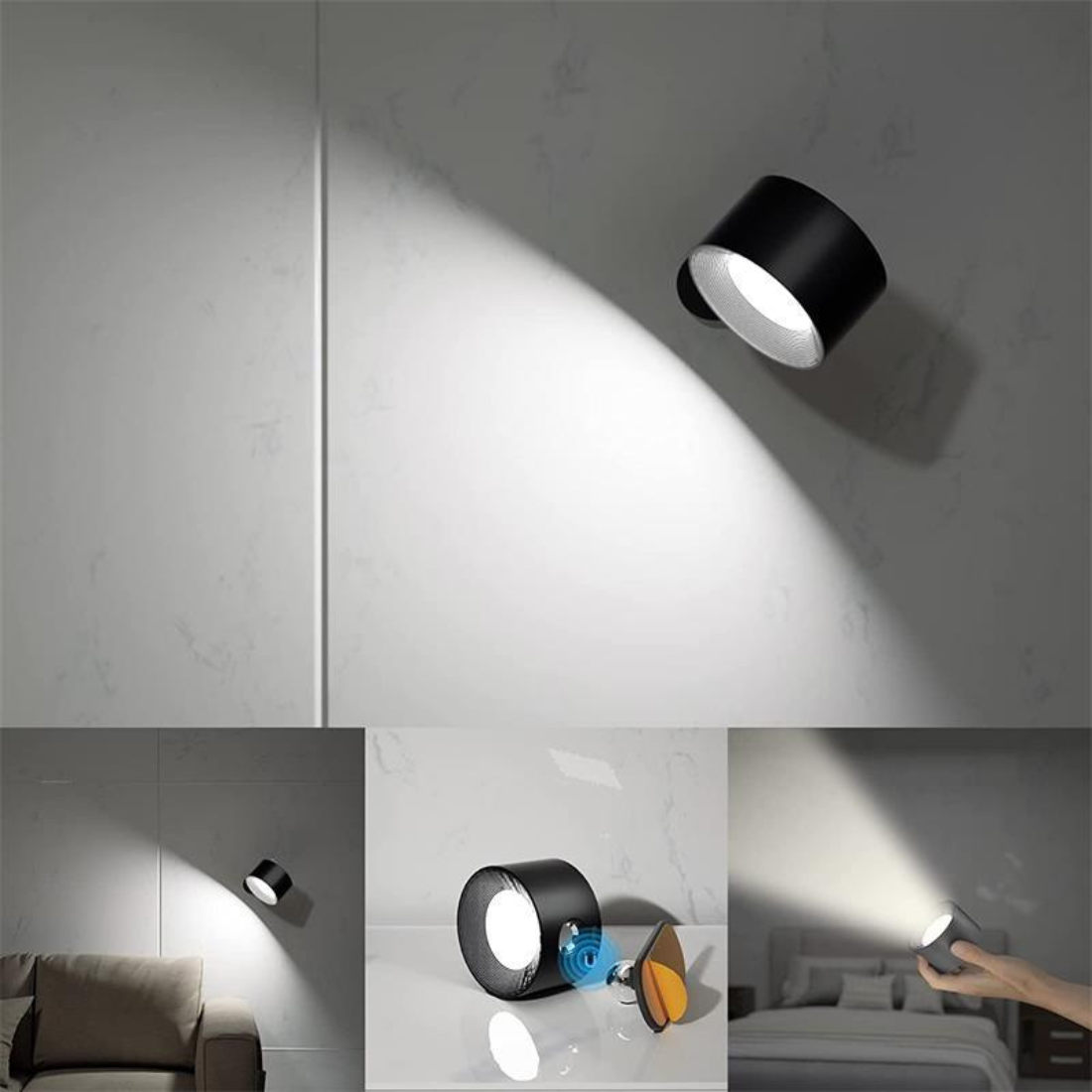 LumiRotate - Applique Murale LED 360° Rechargeable Sans Fil