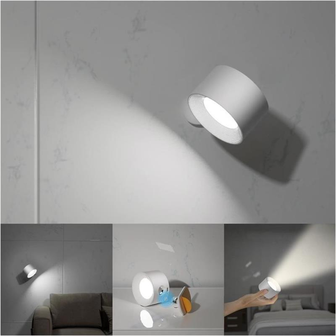 LumiRotate - Applique Murale LED 360° Rechargeable Sans Fil