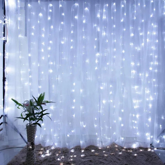 Rideau Lumineux LED Noël - 3x3m Guirlande Lumineuse Féerique avec Télécommande - 8 Modes d'Éclairage