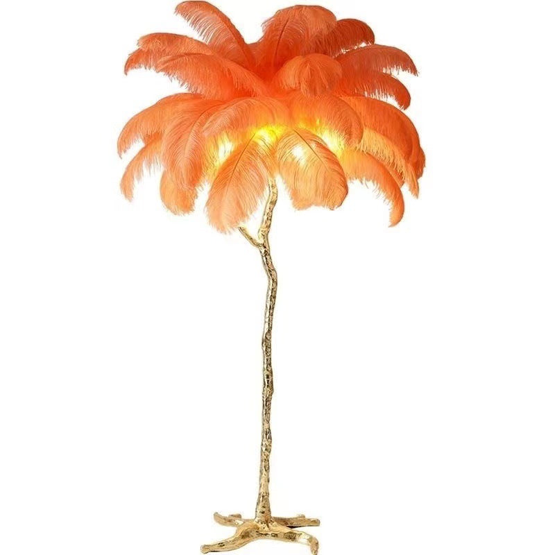 Lampe sur Pied Featherlight - Design Élégant en Plumes d'Autruche