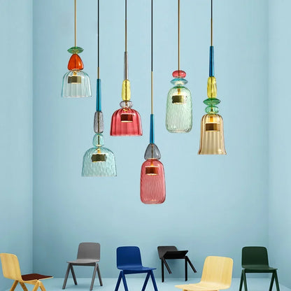 Luminara - Suspension Colorée en Verre pour un Style Énergique