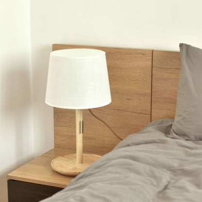 Lampe en Noyer Scandinave | Éclairage Élégant avec Accents en Tissu