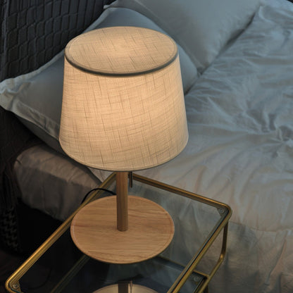 Lampe en Noyer Scandinave | Éclairage Élégant avec Accents en Tissu