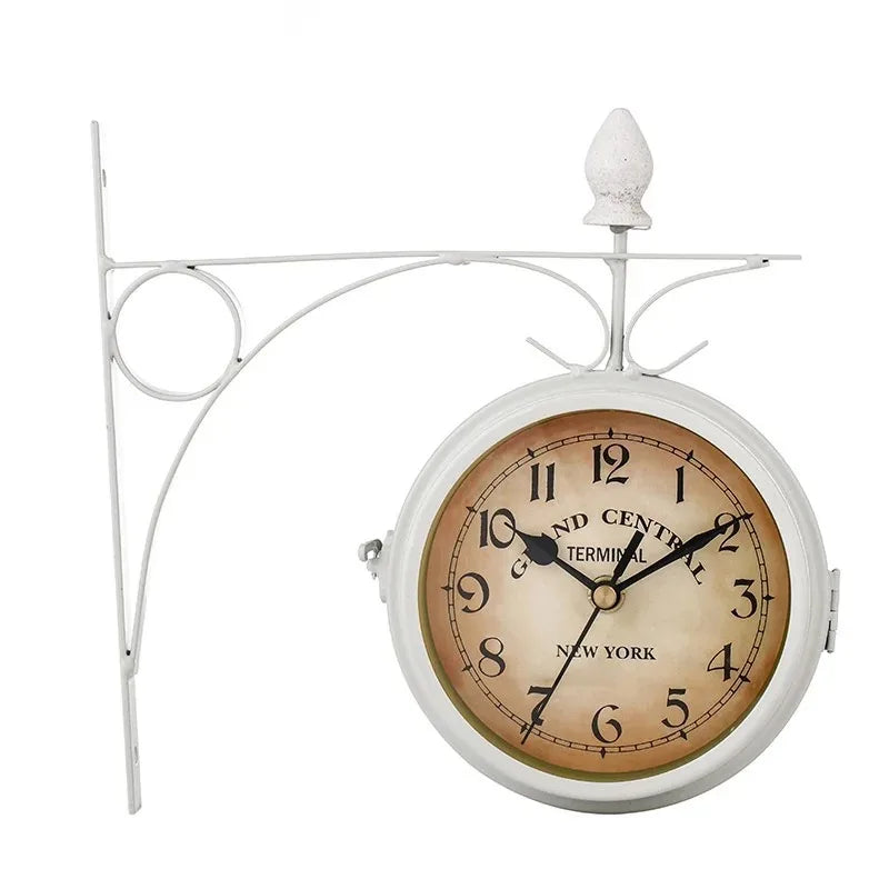 Horloge Murale Double Face RetroTime - Style Vintage de Gare