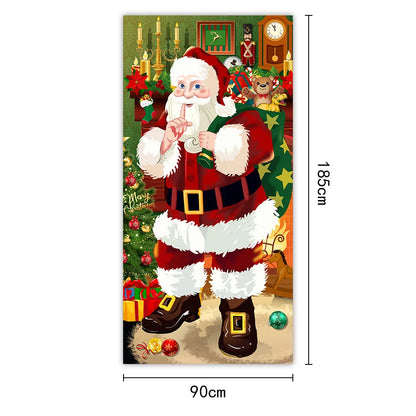 Tapisserie Père Noël XXL 185x90cm - Décoration Murale Noël - Tenture Festive Porte - Collection 2024