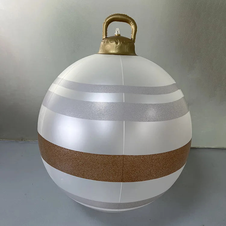 Boule de Noël Géante Gonflable 80cm - Décoration Extérieure Lumineuse - Grande Boule Décorative avec Motif Flocons - Ornement de Jardin pour Fêtes