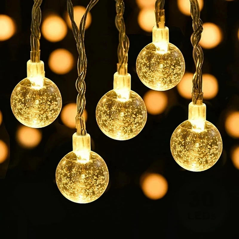 Guirlande Lumineuse Boules Cristal LED - 1.5M à 10M - Décoration Noël 2024 - Éclairage Féerique Intérieur/Extérieur