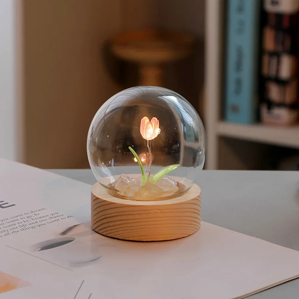 Lampe de nuit Tulipe de Verre - Éclairez votre espace avec élégance