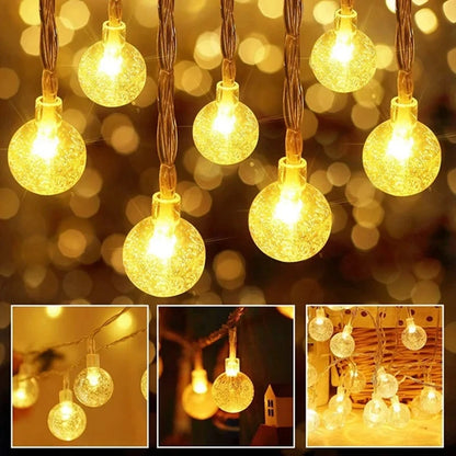 Guirlande Lumineuse Boules Cristal LED - 1.5M à 10M - Décoration Noël 2024 - Éclairage Féerique Intérieur/Extérieur