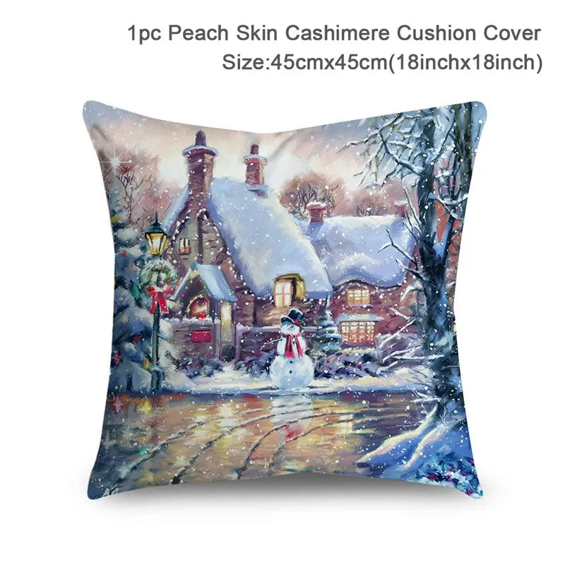 Housse de Coussin Père Noël Peau de Pêche 45x45cm - Collection Noël 2024 - Décoration Premium Salon