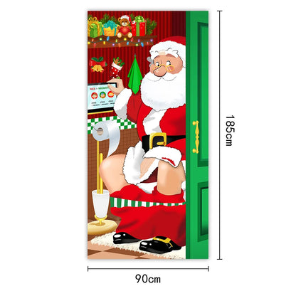 Tapisserie Père Noël XXL 185x90cm - Décoration Murale Noël - Tenture Festive Porte - Collection 2024