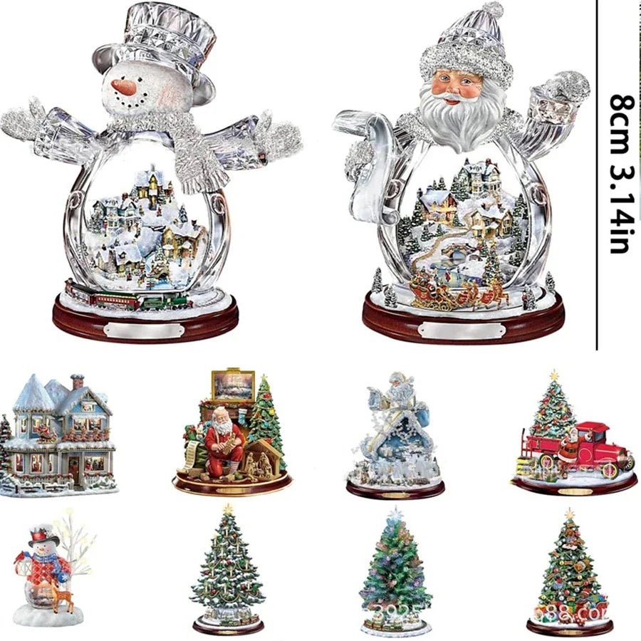 Lot de 3 Suspensions Acryliques Noël - Père Noël, Sapin, Bonhomme de Neige - Décoration Festive 2024 - Ornements Premium