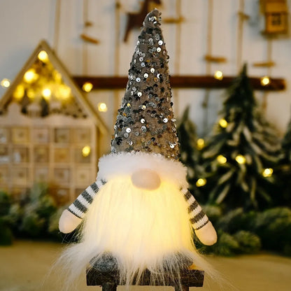 Gnome Lumineux de Noël 30cm - Décoration Table Scandinave LED - Lutin Nordique Peluche - Cadeau Noël 2024 - Déco Maison Fêtes