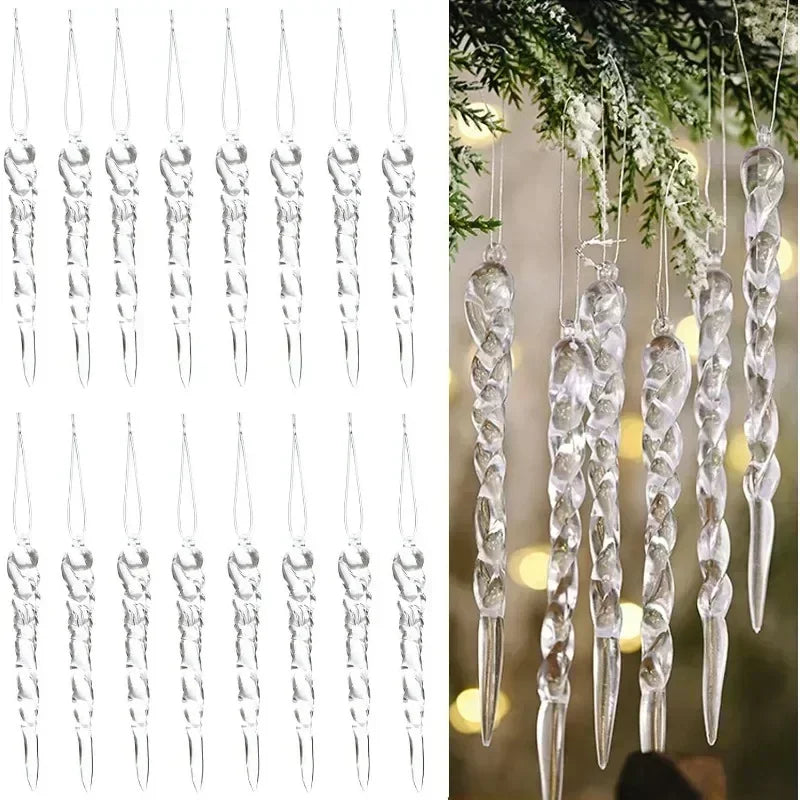 Guirlande de Glaçons Cristal pour Sapin de Noël - 12/24/36 Pièces Décorations Transparentes Acryliques Suspendues - Ornements d'Hiver Premium