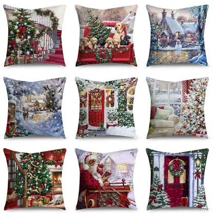 Housse de Coussin Père Noël Peau de Pêche 45x45cm - Collection Noël 2024 - Décoration Premium Salon