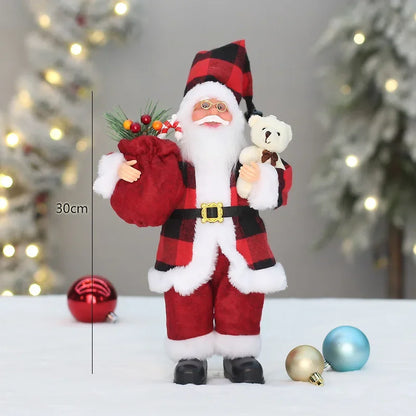 Figurine Père Noël Décorative 32cm - Collection Noël 2024 - Décoration Hotte Cadeaux - Ornement Festif Maison