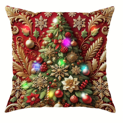 Housse de Coussin LED Père Noël 3D - Décoration Lumineuse de Noël Premium pour Intérieur Chaleureux