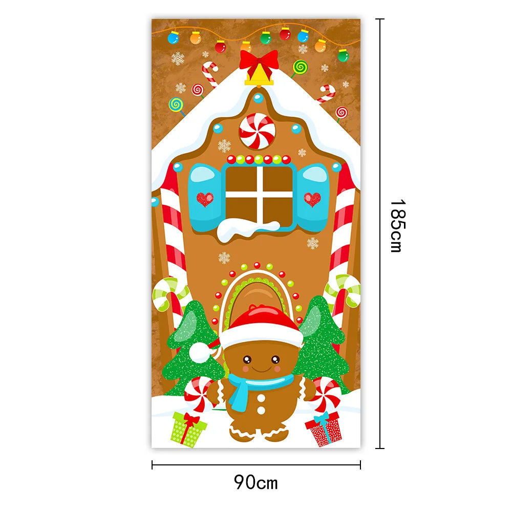 Tapisserie Père Noël XXL 185x90cm - Décoration Murale Noël - Tenture Festive Porte - Collection 2024