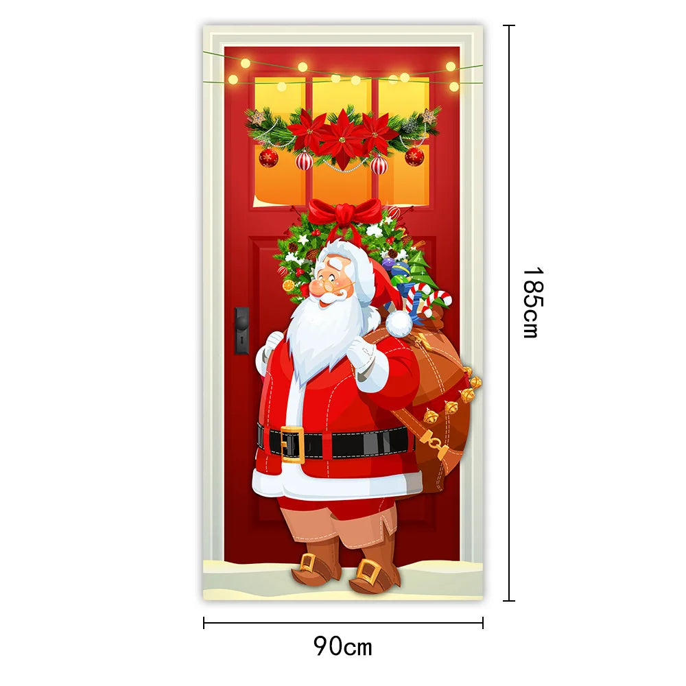 Tapisserie Père Noël XXL 185x90cm - Décoration Murale Noël - Tenture Festive Porte - Collection 2024