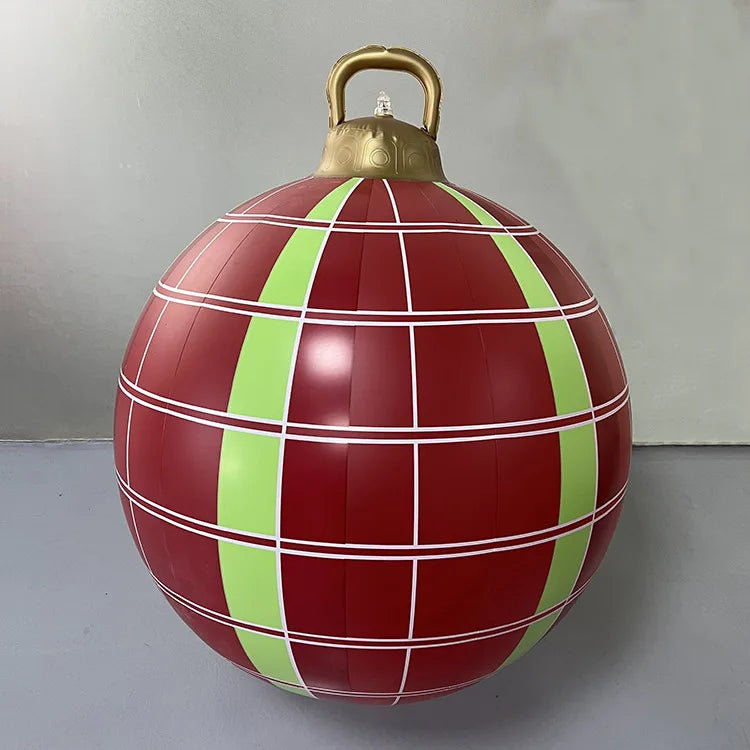 Boule de Noël Géante Gonflable 80cm - Décoration Extérieure Lumineuse - Grande Boule Décorative avec Motif Flocons - Ornement de Jardin pour Fêtes