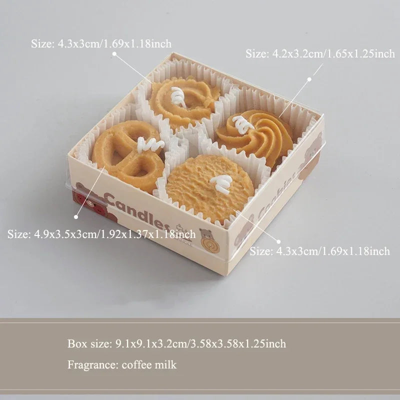 Coffret 4 Mini Bougies Parfumées Biscuits | Bougies Artisanales Café-Lait | Cadeau Original Décoration Table