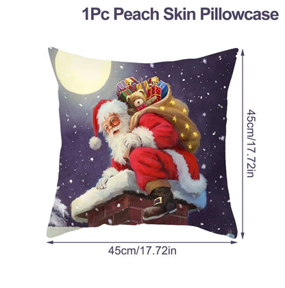 Housse de Coussin Père Noël Peau de Pêche 45x45cm - Collection Noël 2024 - Décoration Premium Salon