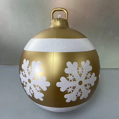 Boule de Noël Géante Gonflable 80cm - Décoration Extérieure Lumineuse - Grande Boule Décorative avec Motif Flocons - Ornement de Jardin pour Fêtes