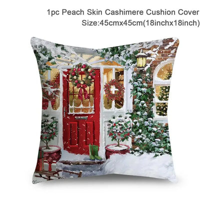 Housse de Coussin Père Noël Peau de Pêche 45x45cm - Collection Noël 2024 - Décoration Premium Salon