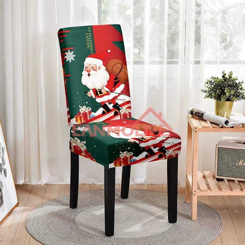 Lot de 6 Housses de Chaise Noël Extensibles - Protection Salle à Manger - Décoration Festive - Collection 2024