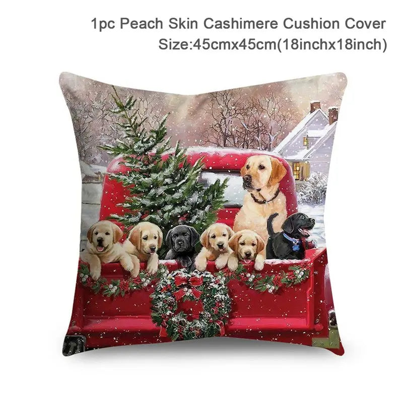 Housse de Coussin Père Noël Peau de Pêche 45x45cm - Collection Noël 2024 - Décoration Premium Salon