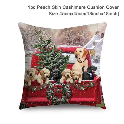 Housse de Coussin Père Noël Peau de Pêche 45x45cm - Collection Noël 2024 - Décoration Premium Salon