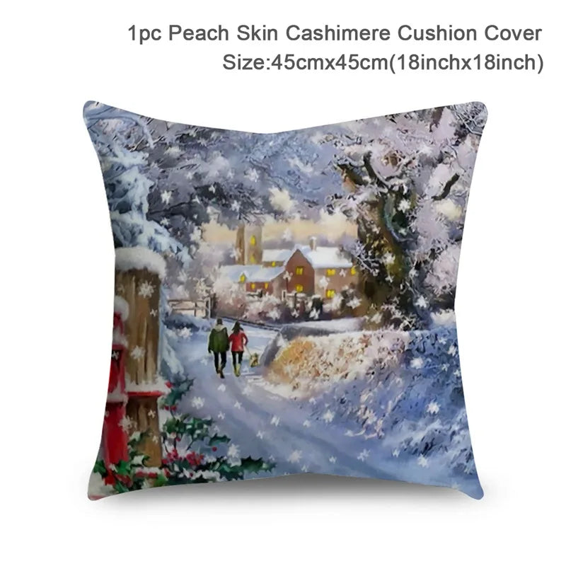 Housse de Coussin Père Noël Peau de Pêche 45x45cm - Collection Noël 2024 - Décoration Premium Salon