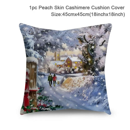 Housse de Coussin Père Noël Peau de Pêche 45x45cm - Collection Noël 2024 - Décoration Premium Salon