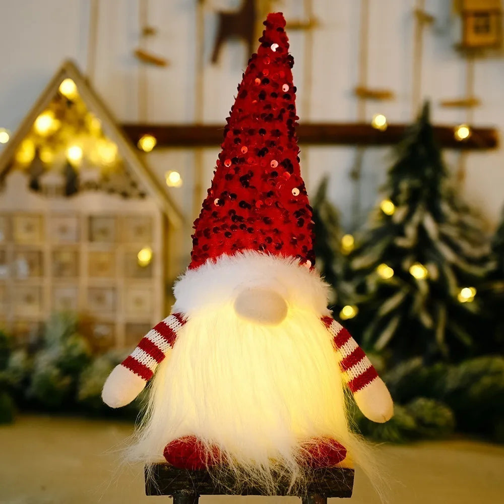 Gnome Lumineux de Noël 30cm - Décoration Table Scandinave LED - Lutin Nordique Peluche - Cadeau Noël 2024 - Déco Maison Fêtes