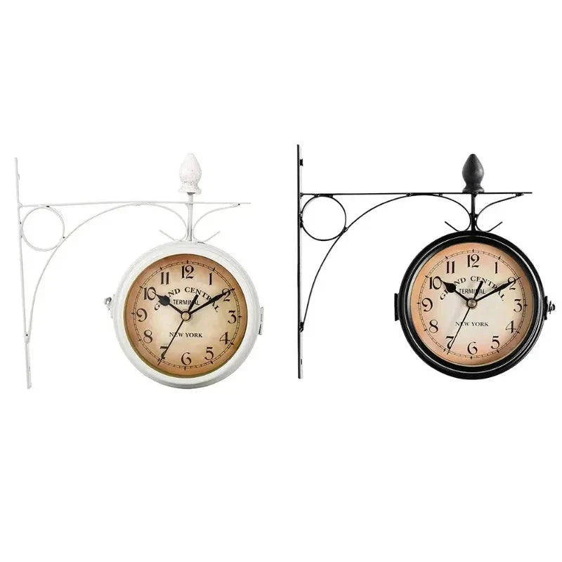 Horloge Murale Double Face RetroTime - Style Vintage de Gare