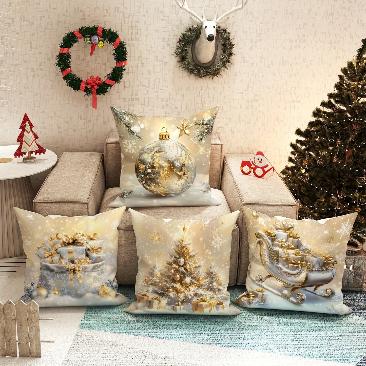 Housse de Coussin Noël Premium - Multiple Tailles 40-60cm - Décoration Festive 2024 - Collection Luxe