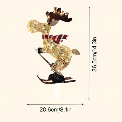 Renne Skieur Lumineux LED 36.5cm - Décoration de Noël 3D - Figurine Acrylique Illuminée - Ornement Festif Intérieur/Extérieur