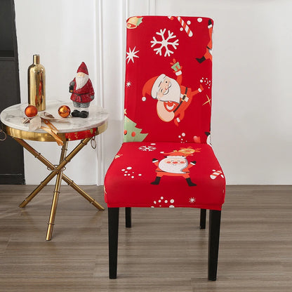 Lot de 6 Housses de Chaise Noël Extensibles - Protection Salle à Manger - Décoration Festive - Collection 2024