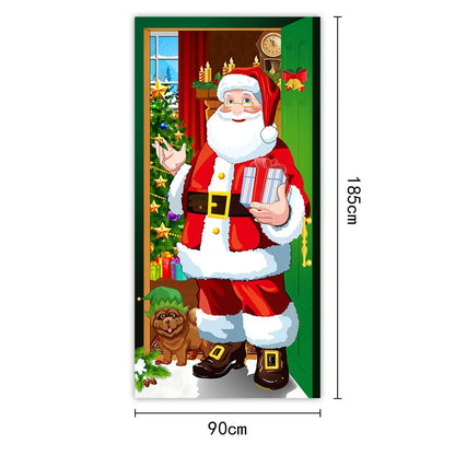 Tapisserie Père Noël XXL 185x90cm - Décoration Murale Noël - Tenture Festive Porte - Collection 2024