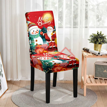 Lot de 6 Housses de Chaise Noël Extensibles - Protection Salle à Manger - Décoration Festive - Collection 2024